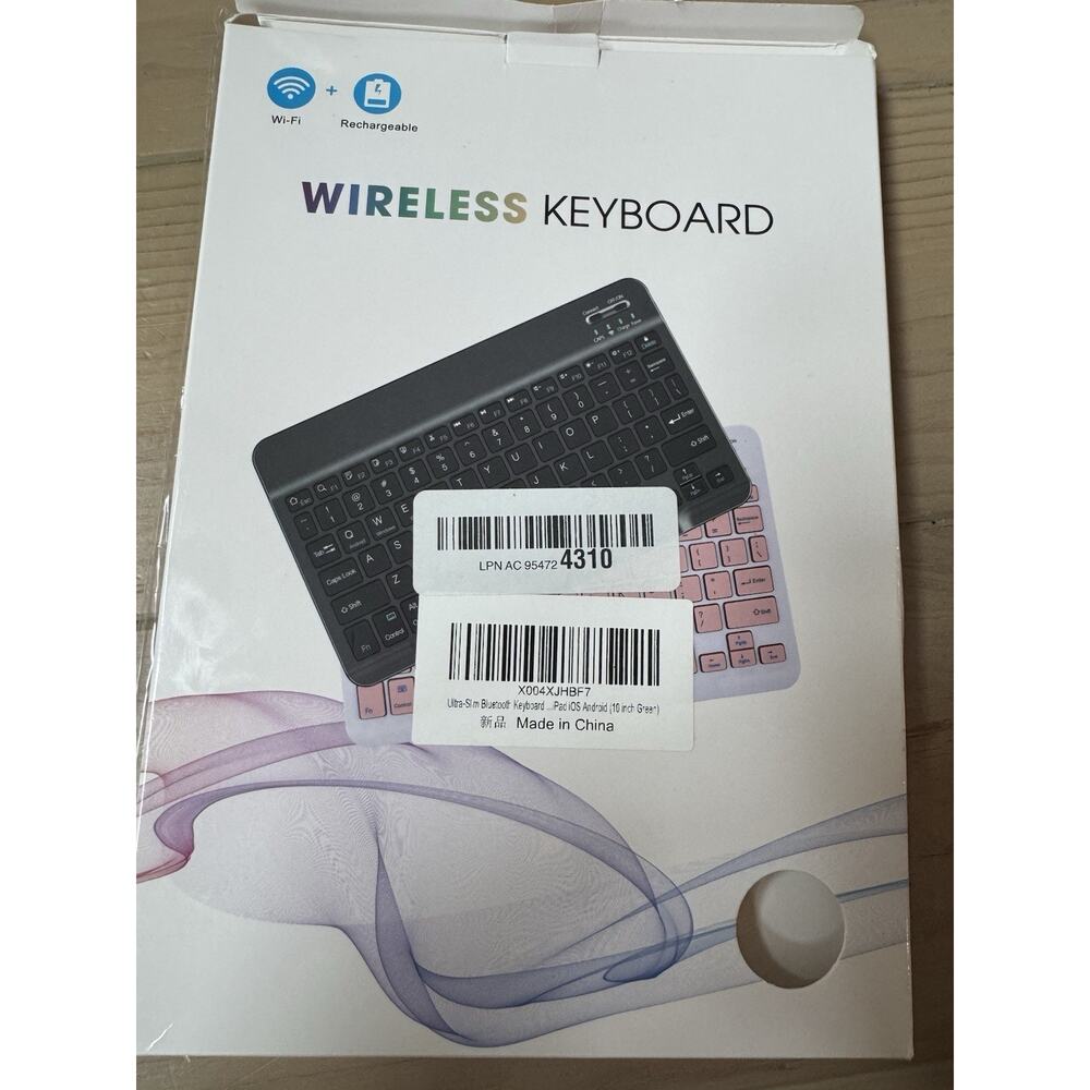 Wireless Bluetooth Keyboard Rechargeable Slim iOS Android Windows Green 10 Inch - Picture 4 of 4